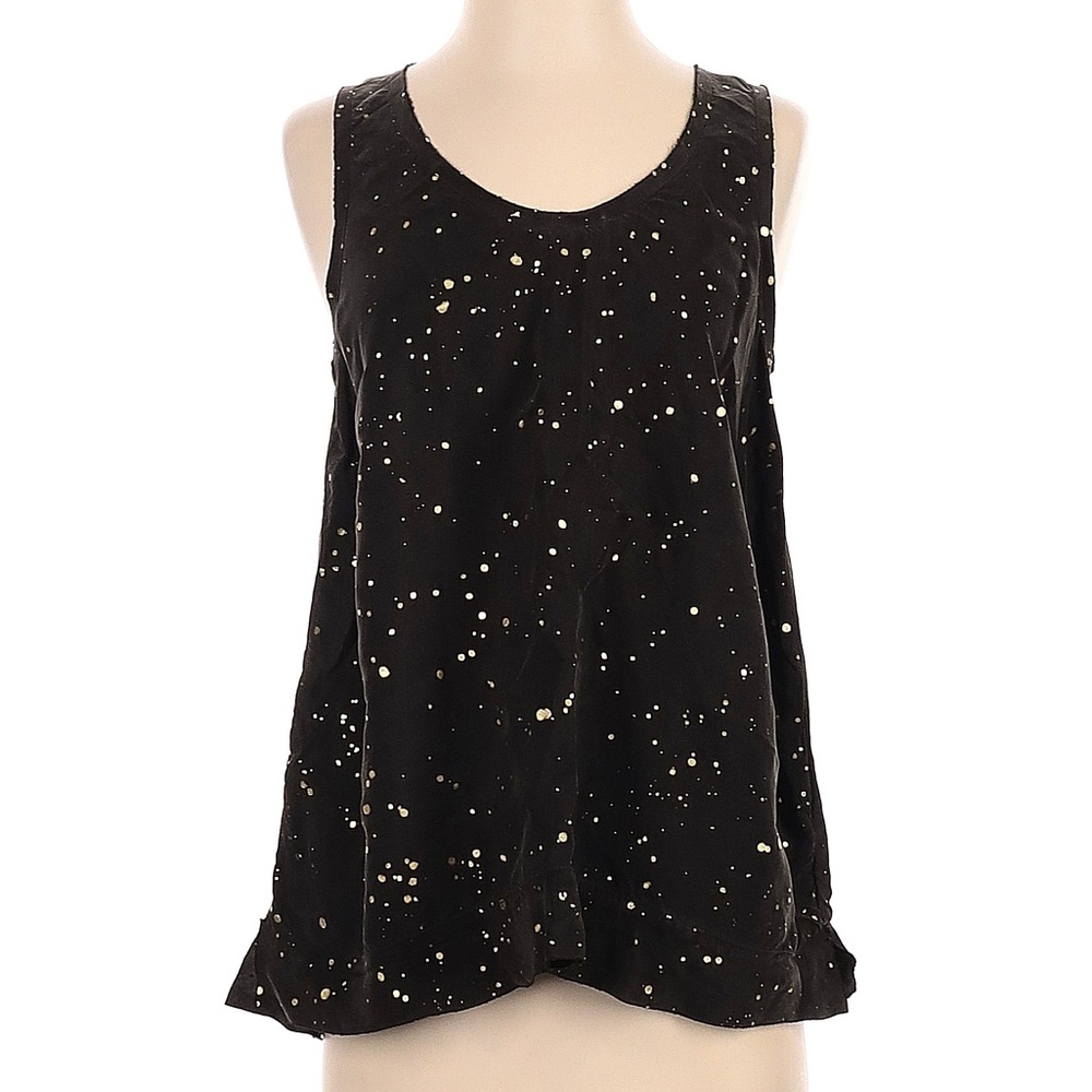 AqC Black Tank with Gold Paint Splatter Pattern size Small